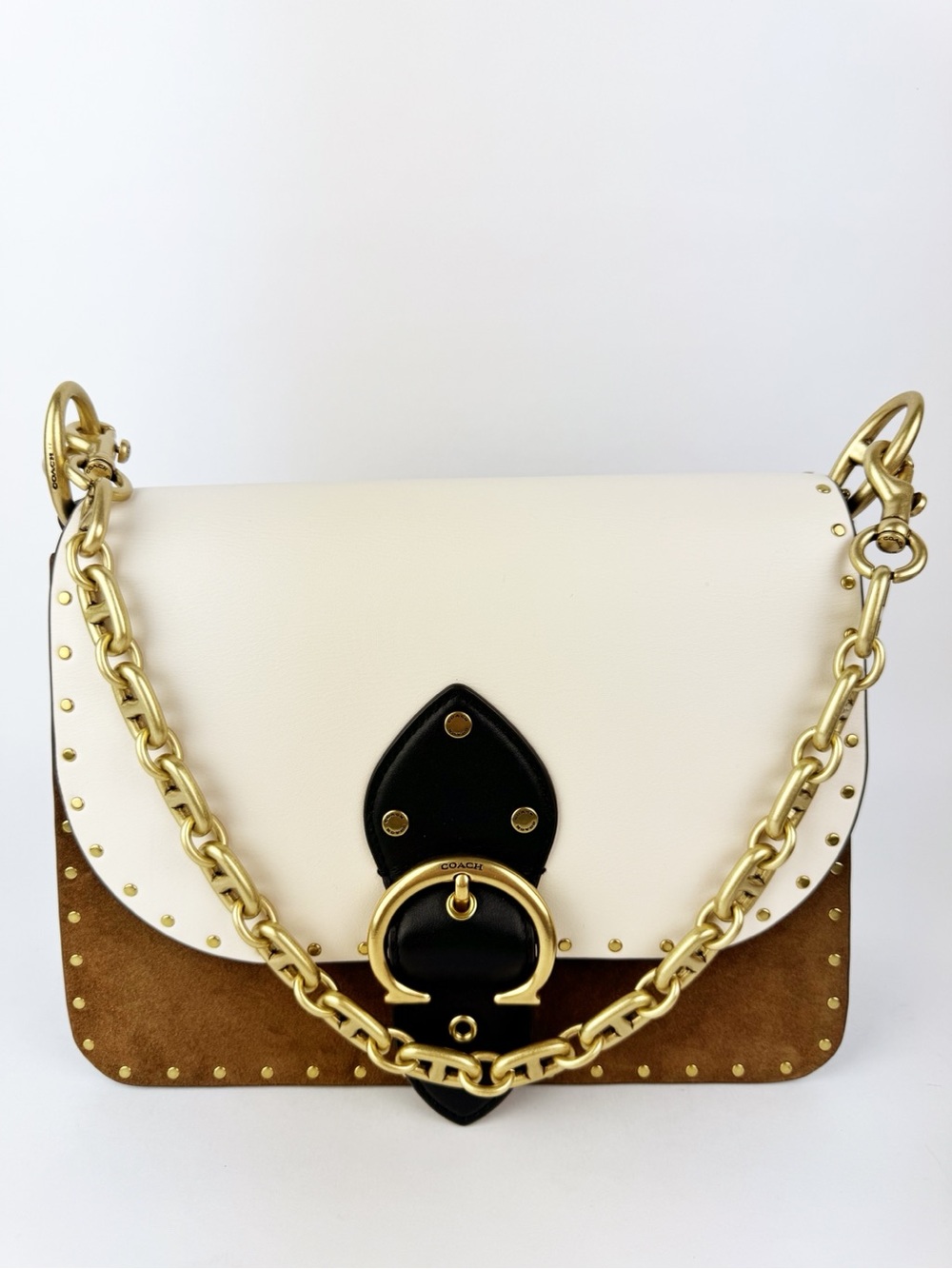 Coach Beat Shoulder Bag 4595 Crossbody Bag Mixed Leather with Chain